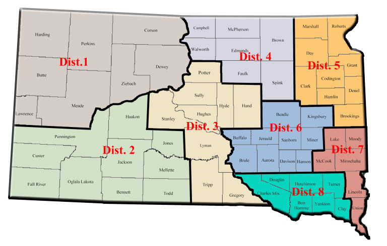 South Dakota American Legion district map